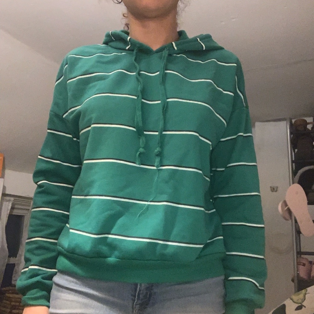Green Striped hoodie